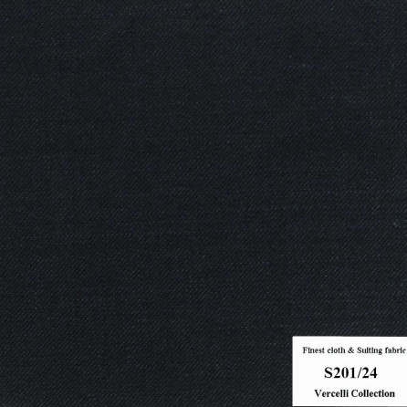 S-201/24 Vercelli CXM - Vải Suit 95% Wool - Đen Trơn
